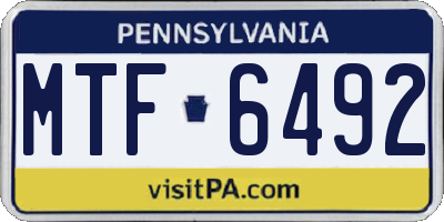 PA license plate MTF6492