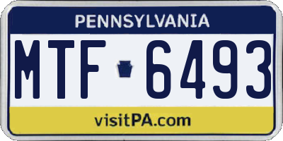 PA license plate MTF6493
