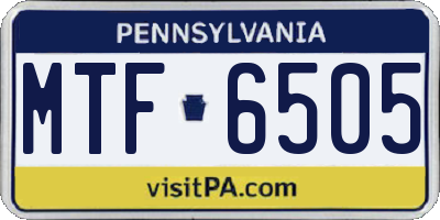 PA license plate MTF6505