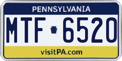 PA license plate MTF6520