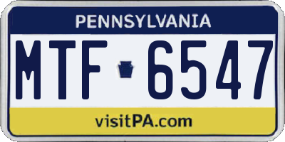 PA license plate MTF6547