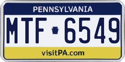 PA license plate MTF6549
