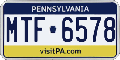 PA license plate MTF6578
