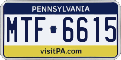 PA license plate MTF6615