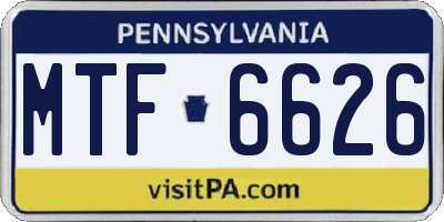 PA license plate MTF6626