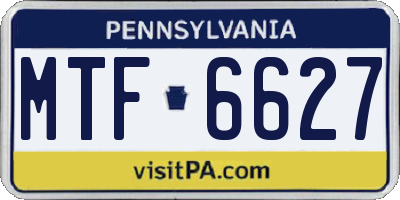 PA license plate MTF6627