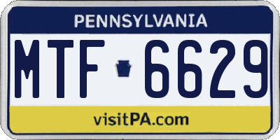 PA license plate MTF6629