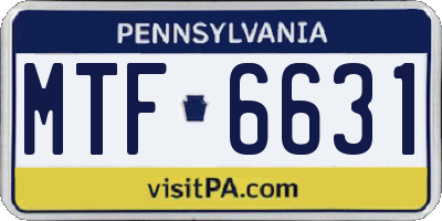PA license plate MTF6631