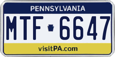 PA license plate MTF6647