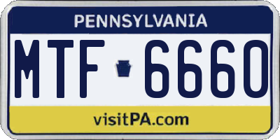 PA license plate MTF6660