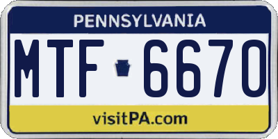 PA license plate MTF6670