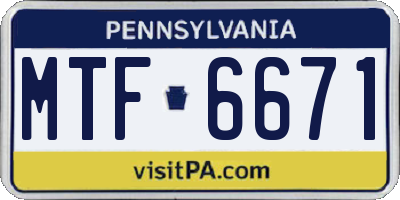 PA license plate MTF6671