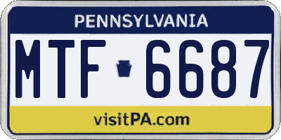 PA license plate MTF6687