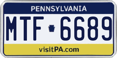 PA license plate MTF6689