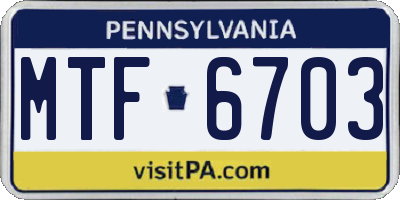 PA license plate MTF6703