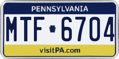 PA license plate MTF6704