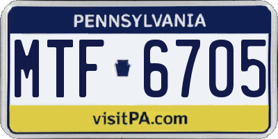 PA license plate MTF6705