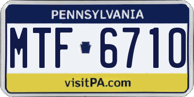 PA license plate MTF6710