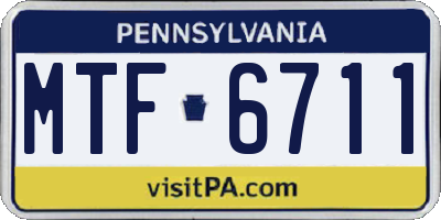 PA license plate MTF6711