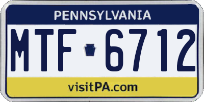 PA license plate MTF6712