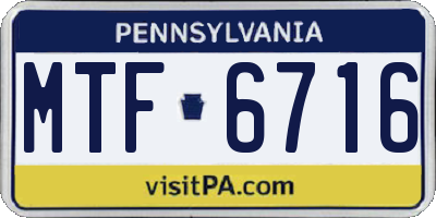 PA license plate MTF6716