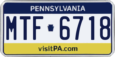 PA license plate MTF6718