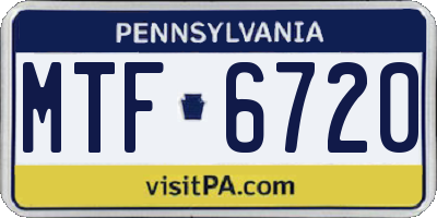PA license plate MTF6720
