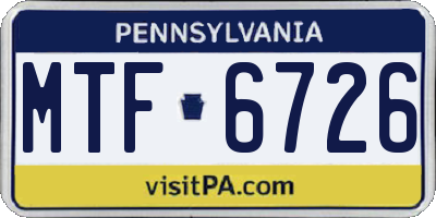 PA license plate MTF6726