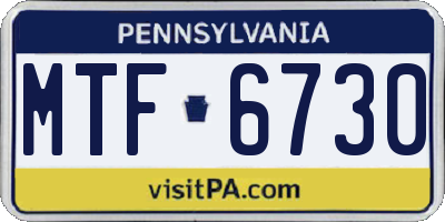 PA license plate MTF6730