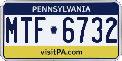 PA license plate MTF6732