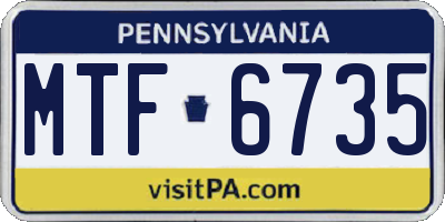 PA license plate MTF6735