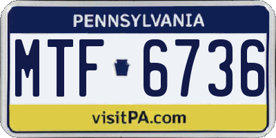 PA license plate MTF6736