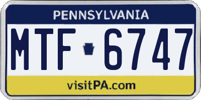 PA license plate MTF6747
