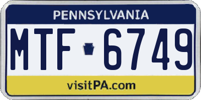 PA license plate MTF6749