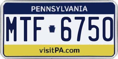 PA license plate MTF6750