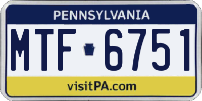 PA license plate MTF6751