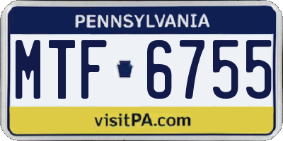 PA license plate MTF6755