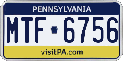 PA license plate MTF6756