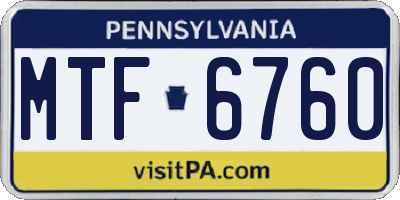 PA license plate MTF6760