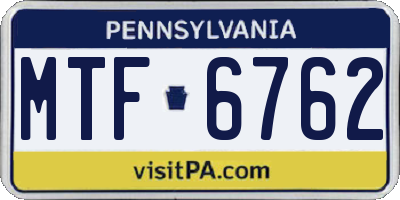 PA license plate MTF6762
