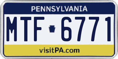PA license plate MTF6771
