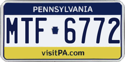 PA license plate MTF6772