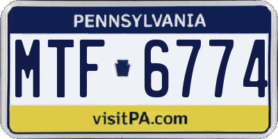 PA license plate MTF6774