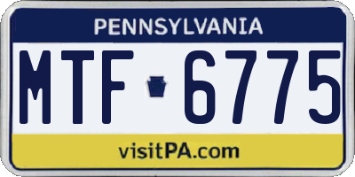 PA license plate MTF6775