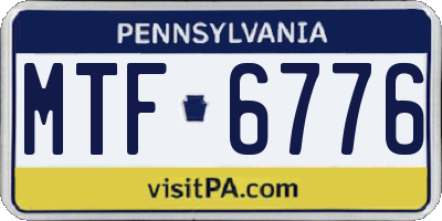 PA license plate MTF6776