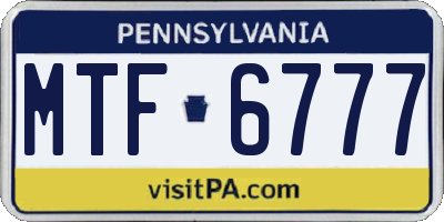 PA license plate MTF6777