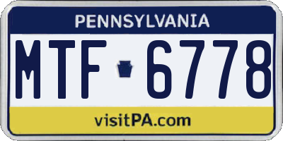 PA license plate MTF6778