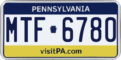 PA license plate MTF6780
