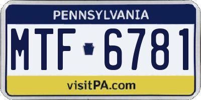 PA license plate MTF6781
