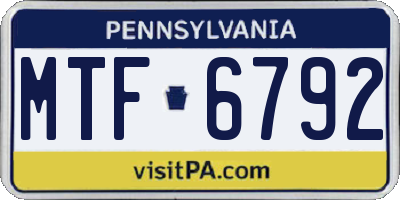 PA license plate MTF6792